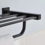 Glacier Bay Farrington 21 in. Wall Mount Towel Rack with Shelf and Bar, Matte Black thumbnail 5