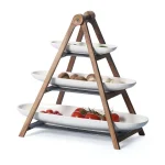 Villeroy & Boch Artesano 4-Piece Tiered Server Set with Porcelain Bowls, Acacia Wood & Slate thumbnail 1