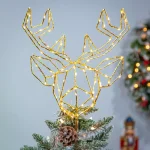 Unbranded 14.5 in. Geometric LED Deer Head Christmas Tree Topper - Warm White Lights thumbnail 2