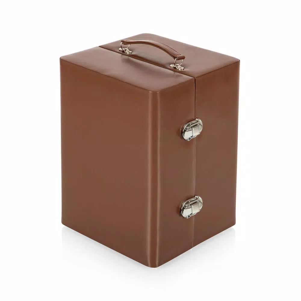 Picnic Time Manhattan Portable Cocktail Case - Mahogany Brown Leatherette Martini Set with Stainless Steel Accessories