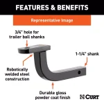CURT Class 2 Ball Mount, 1-1/4" Shank, 5" Rise, 3,500 lbs Capacity thumbnail 6