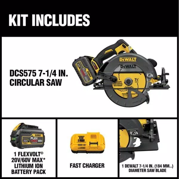 DEWALT DCS575T1 FLEXVOLT 60V MAX 7-1/4 in. Brushless Cordless Circular Saw Kit