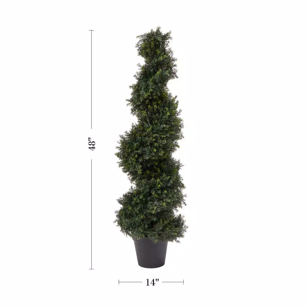 Pure Garden 48 in. Artificial Cypress Spiral Topiary Tree with Pot