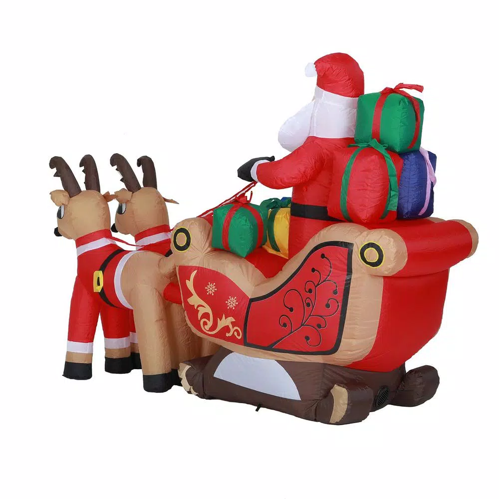 Luxen Home 7 ft. Santa and Sleigh Inflatable with LED Lights
