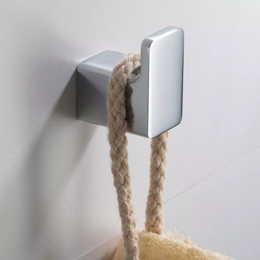 KRAUS Stelios Chrome Bathroom Robe and Towel Hook, Solid Brass