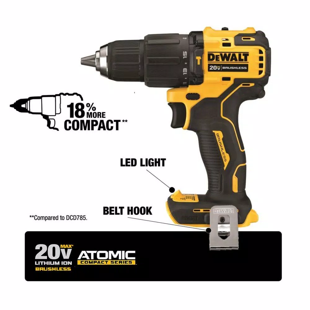 DEWALT 20V MAX ATOMIC Brushless 1/2 in. Compact Hammer Drill Kit with 4.0Ah Battery and Charger