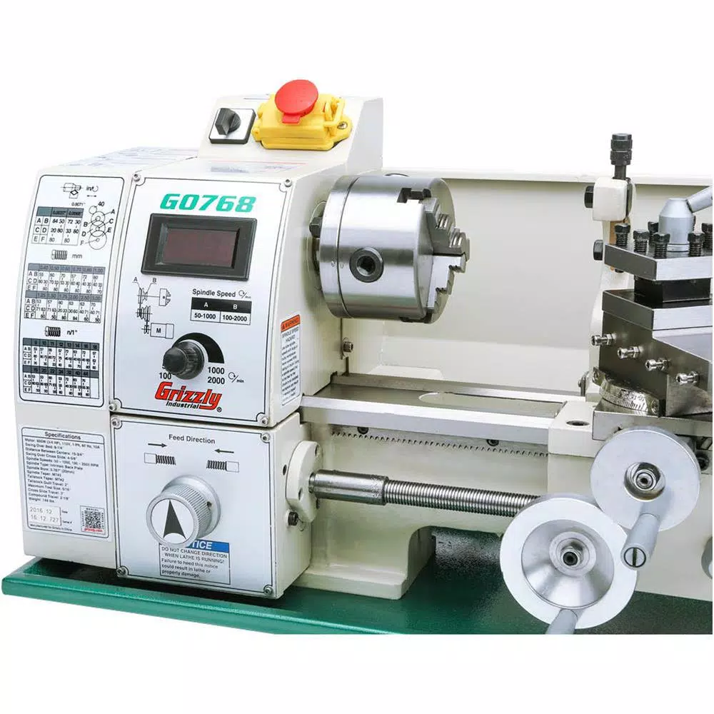 Grizzly Industrial 8 in. x 16 in. Variable-Speed Benchtop Lathe with Electronic Spindle Control