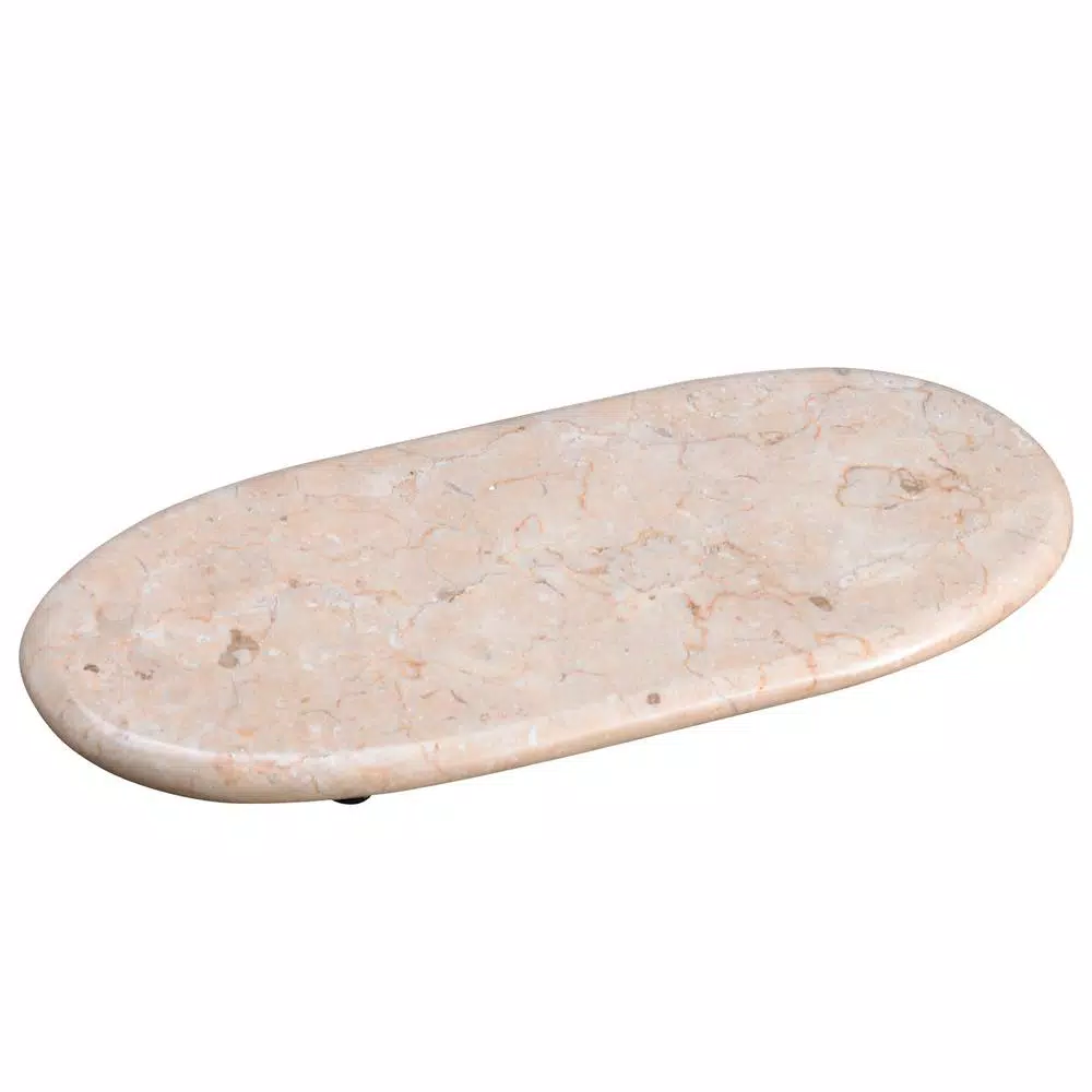 Creative Home Natural Champagne Marble Oval Serving Tray - 14 in. Beige Cheese & Pastry Board
