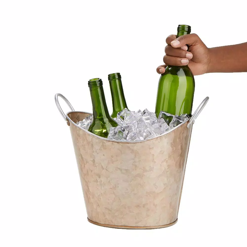 Mind Reader Copper Plated Galvanized Oval Beverage and Ice Bucket with Handles
