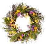 National Tree Company 24 in. Spring Mixed Flowers Wreath with Butterflies and Berries thumbnail 1