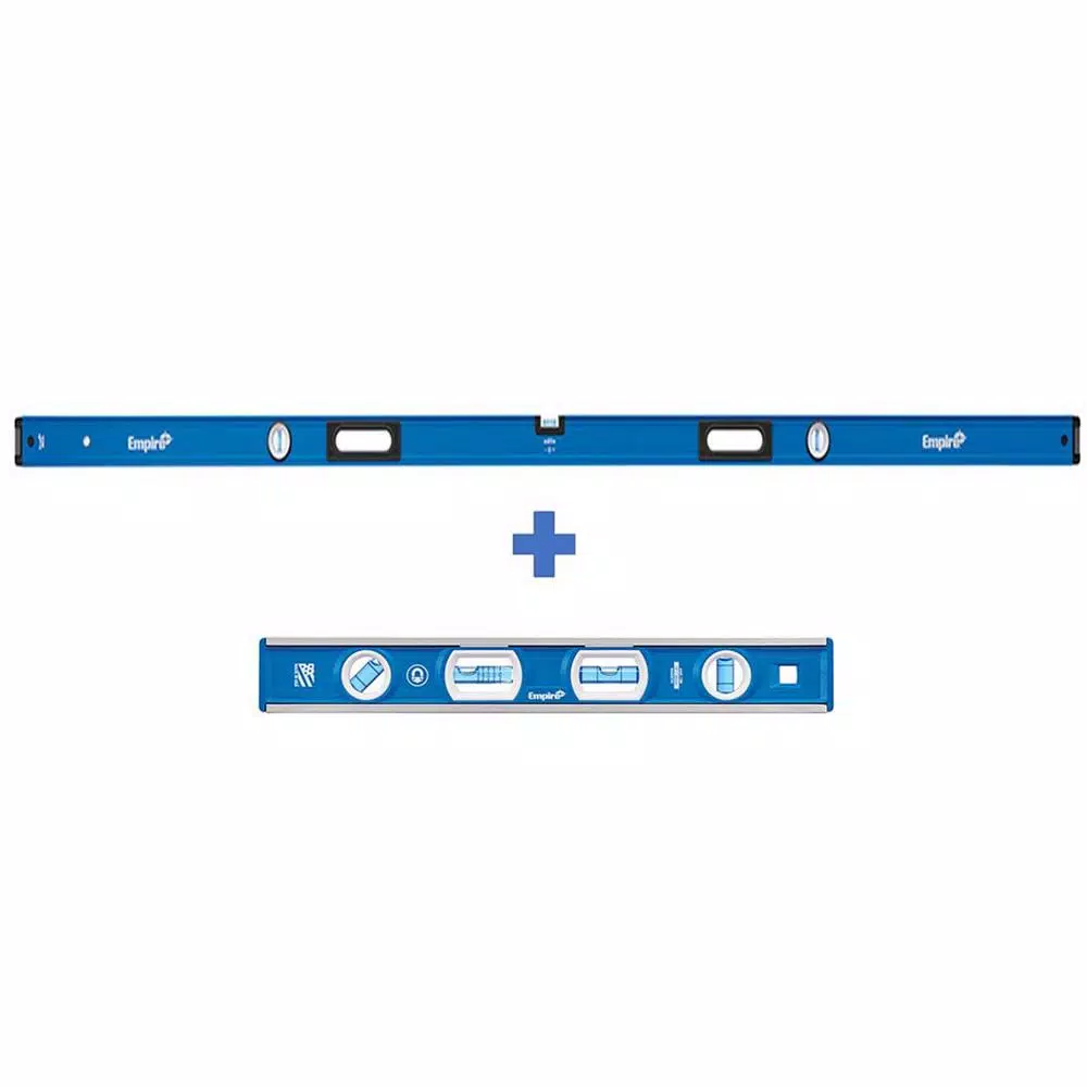 Empire e75 Series True Blue 96 in. Box Level and 12 in. Magnetic Tool Box Level Set