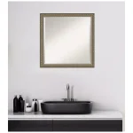 Amanti Art Parisian 22 in. Square Beveled Edge Wood Framed Bathroom Vanity Mirror, Silver Pewter thumbnail 7