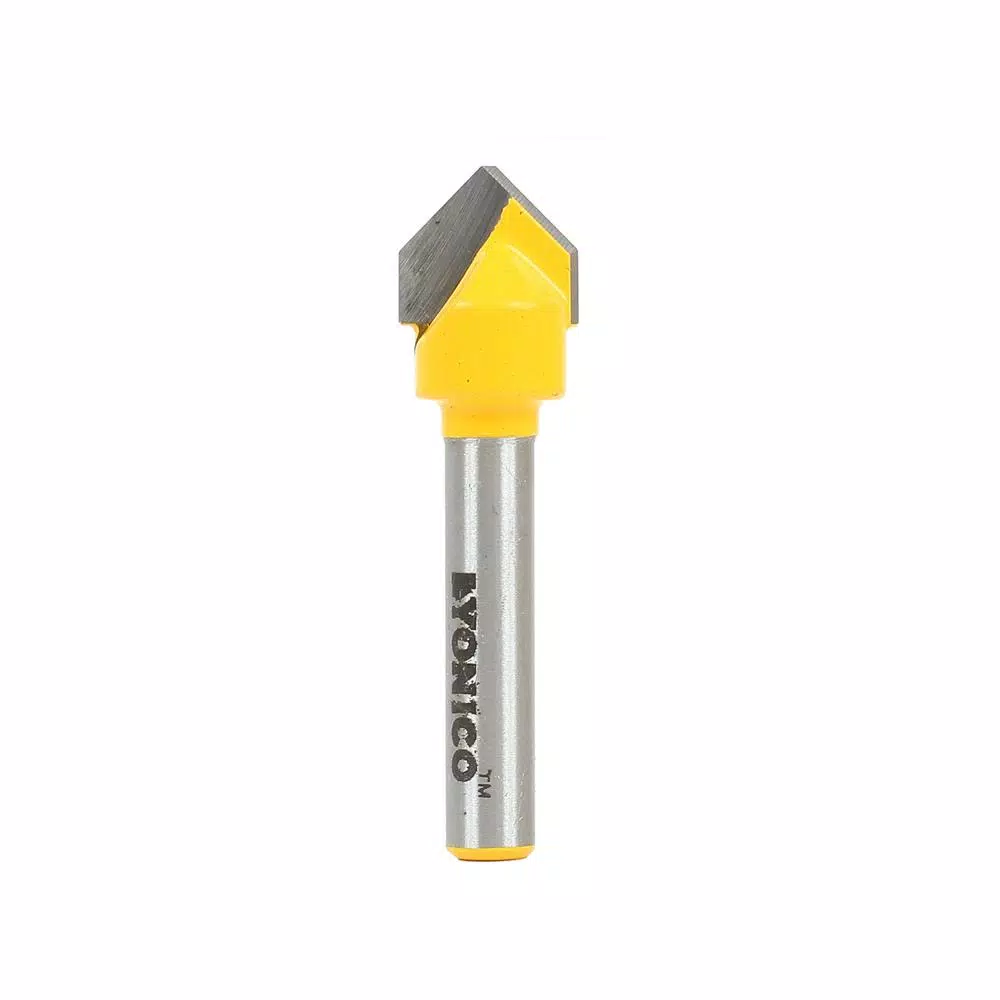 Yonico 90° V-Groove Router Bit, 1/4 in. Shank, Carbide Tipped