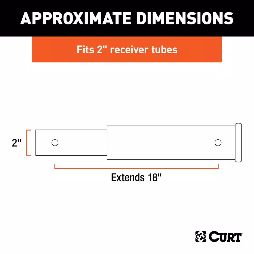 CURT 18" Receiver Tube Extender, 2" Shank, 3,500 lbs. Capacity