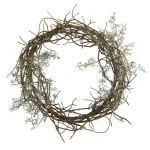 Nearly Natural 17 in. Frosted Twig Wreath with Artificial Grass and Faux Snow thumbnail 1