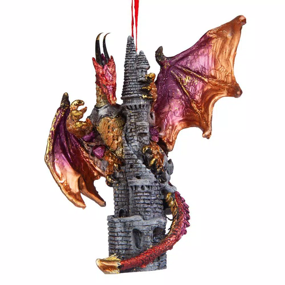 Design Toscano Zanzibar Gothic Dragon Holiday Ornament, 4.5 in. Hand-Painted Resin