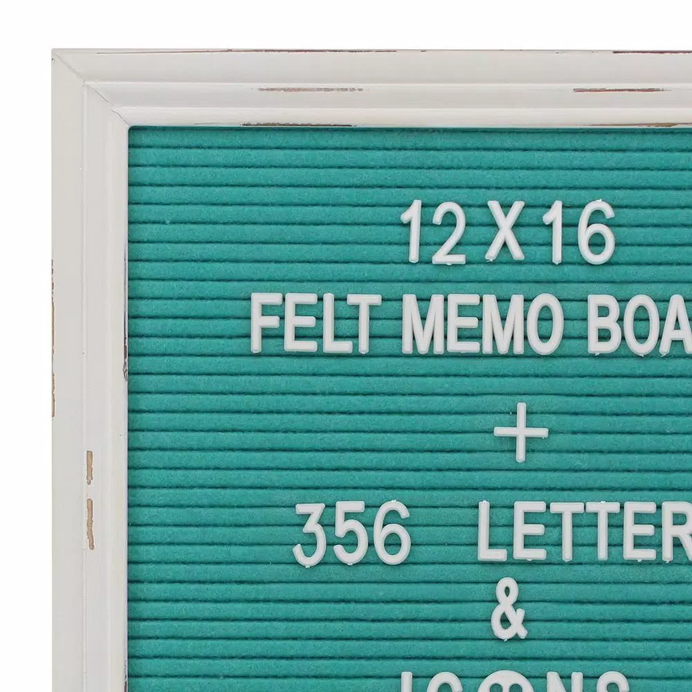 Stonebriar Collection Stonebriar Turquoise Felt Memo Board with White Wash Wood Frame