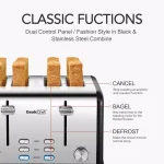 Boyel Living 1650W 4-Slice Wide Slot Toaster with Dual Independent Control Panels, Stainless Steel thumbnail 5