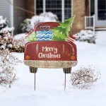 Glitzhome 31.89 in. Rusty Metal Christmas Truck Yard Stake and Wall Decor thumbnail 8