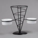Creative Home Black Iron Wire French Fry Holder Set with 2 Ceramic Ramekins for Dipping Sauce thumbnail 3