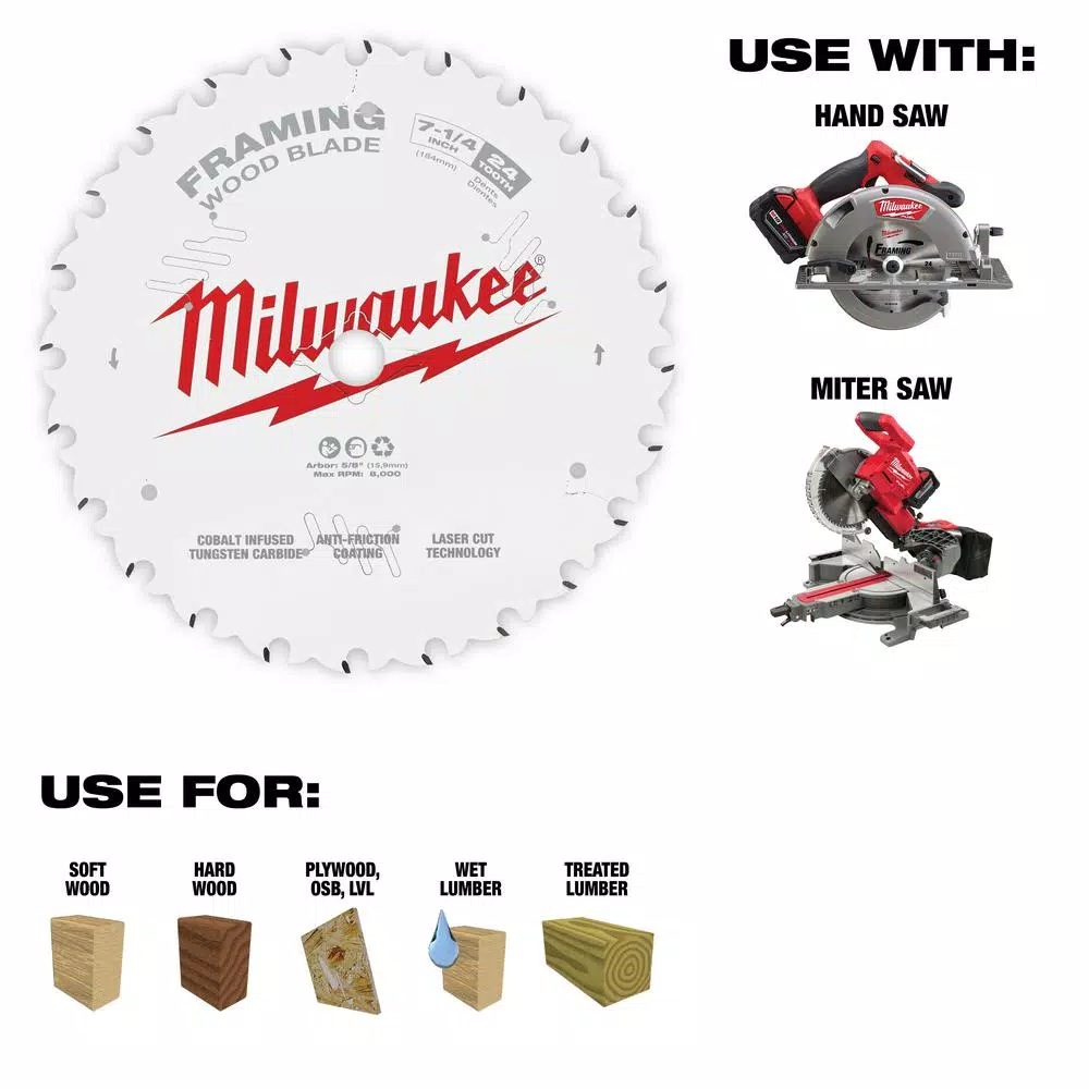 Milwaukee 7-1/4 in. 24-Tooth Framing Circular Saw Blade