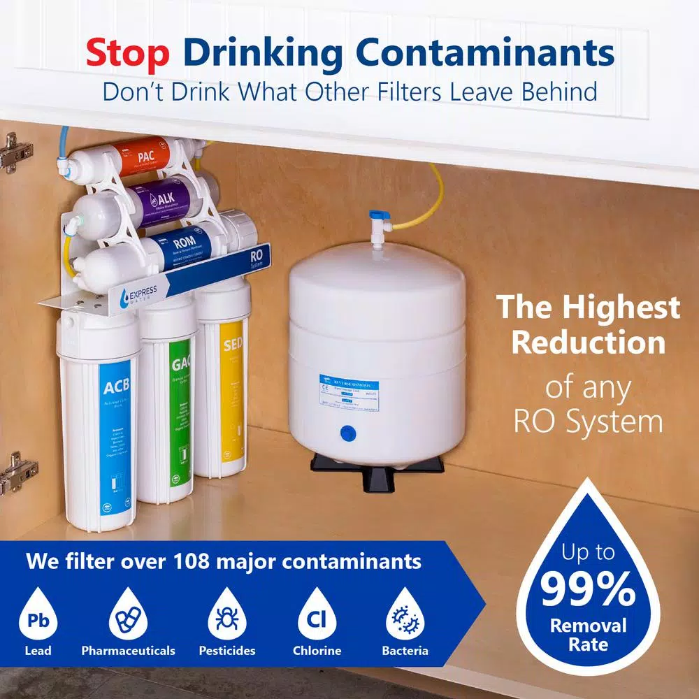Express Water 10-Stage Reverse Osmosis Alkaline Water Filtration System with Faucet and 4 Gallon Tank