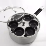 ExcelSteel Professional 6-Cup Stainless Steel Egg Poacher Set with Non-Stick Cups and Silicone Spatula thumbnail 2
