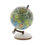 LITTON LANE Modern Reflections 7 in. Decorative Lattice Globe with Mango Wood and Marble Base, Multi-Color thumbnail 2