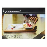 Epicureanist Sonoma Cheese Tray Serving Set with Bamboo Board, Glass Center, and Ceramic Dish thumbnail 7