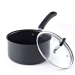 Cook N Home 2.5 Qt. Hard Anodized Nonstick Saucepan with Tempered Glass Lid, Black thumbnail 3