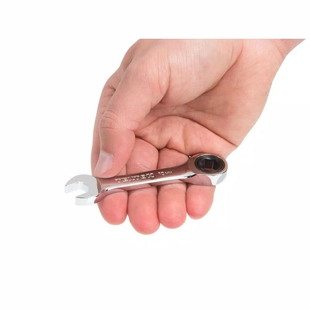 TEKTON 10 mm Stubby Ratcheting Combination Wrench, 6-Point Box End