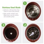 Ovente 2.5 oz. Electric Coffee Grinder with Stainless Steel Blades and Transparent Lid, Brown thumbnail 5