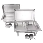 Alpha Living 8 Qt. Stainless Steel Chafing Dish Set with 2 Full and 2 Half Pans thumbnail 1