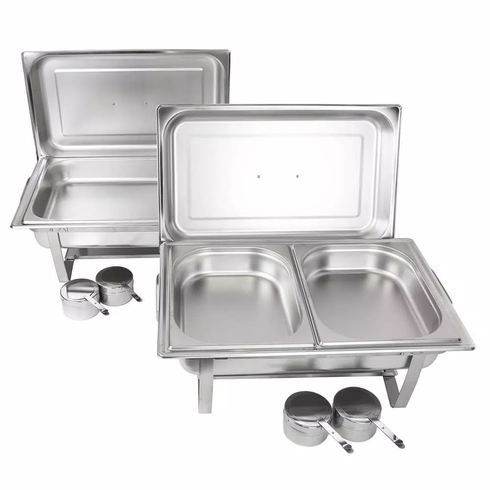 Alpha Living 8 Qt. Stainless Steel Chafing Dish Set with 2 Full and 2 Half Pans