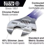 Klein Tools 4 in. Slim-Jaw Adjustable Wrench, Low Profile Steel Hand Tool thumbnail 2