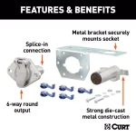 CURT 6-Way Round Trailer Connector Plug & Socket Kit with Hardware thumbnail 6