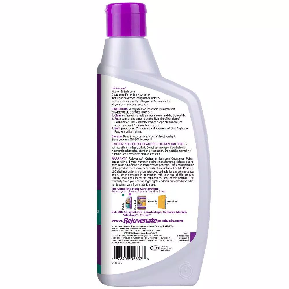 Rejuvenate Countertop Polish, 16 oz. Liquid Shine Restorer for Corian, Silestone, and Cultured Marble
