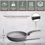 AMERCOOK Lava Stone 8.7 in. Aluminum Nonstick Frying Pan, Gray thumbnail 2