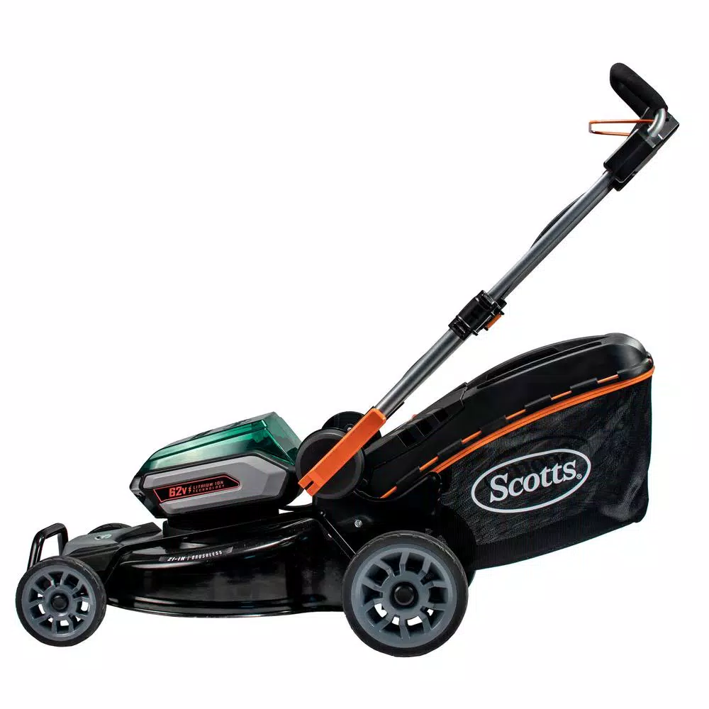 Scotts 21 in. 62V Cordless Lithium-Ion Battery Walk Behind Push Mower with 5 Ah Battery and Charger