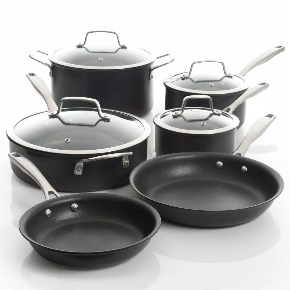Unbranded Kenmore Pro Arbor Heights 10-Piece Nonstick Aluminum Cookware Set, Black