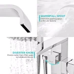 AKDY Freestanding Floor Mount Roman Tub Faucet with Hand Shower, Chrome thumbnail 3