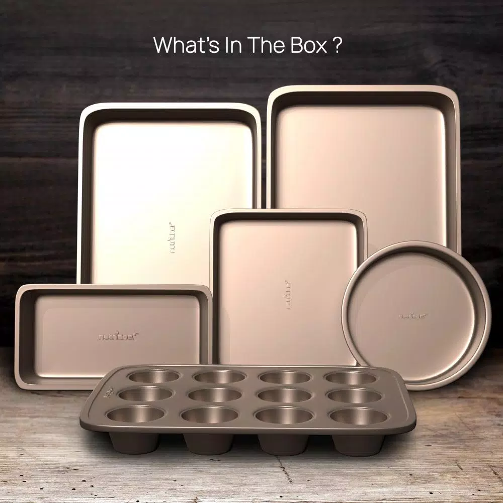 NutriChef 6-Piece Non-Stick Carbon Steel Bakeware Set - Professional Kitchen Baking Pan Set