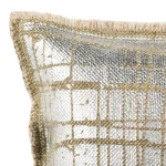 Safavieh Metallic Grid Silvery-Moss 20 in. x 20 in. Cotton Throw Pillow with Down Alternative Fill thumbnail 4