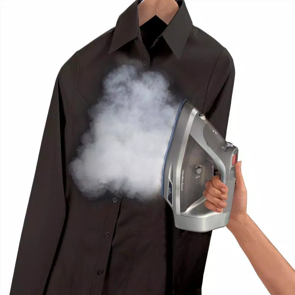 Hamilton Beach Durathon Non-Stick Steam Iron with Retractable Cord, 1700W, Silver