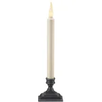 Xodus Innovations 12.5 in. White LED Taper Candle with Realistic 3D Warm Flame and Aged Bronze Base thumbnail 1