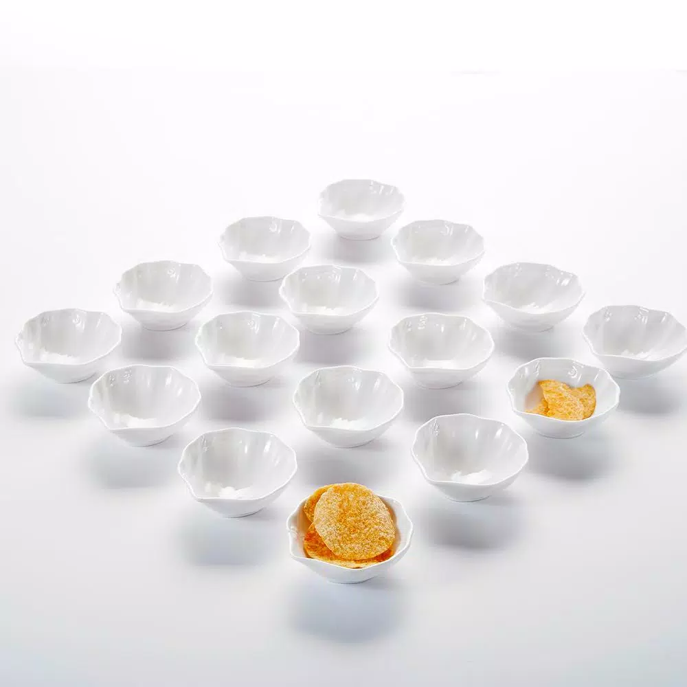 MALACASA 3.5 in. White Porcelain Ramekins Set, 16-Piece Ceramic Souffle Dishes and Serving Bowls