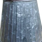 Benjara Gray and Brown Galvanized Metal Corrugated Decorative Flower Vase with Curved Side Handles thumbnail 4