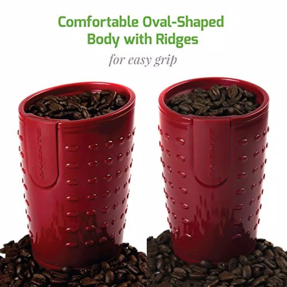Ovente 2.5 oz. Electric Coffee Grinder, 150W Stainless Steel Blades, Maroon