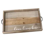 Stratton Home Decor "Love Lives Here" Distressed Wood Decorative Tray thumbnail 1