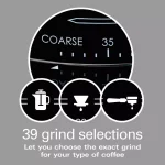 Hamilton Beach Professional Conical Burr Digital Coffee Grinder, 39 Grind Settings, Black & Stainless Steel thumbnail 5